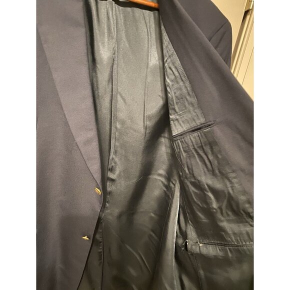 Hart Schaffner Marx Navy Blue Blazer Men's 44L Single Breasted 2 Button Brass - Picture 5 of 12